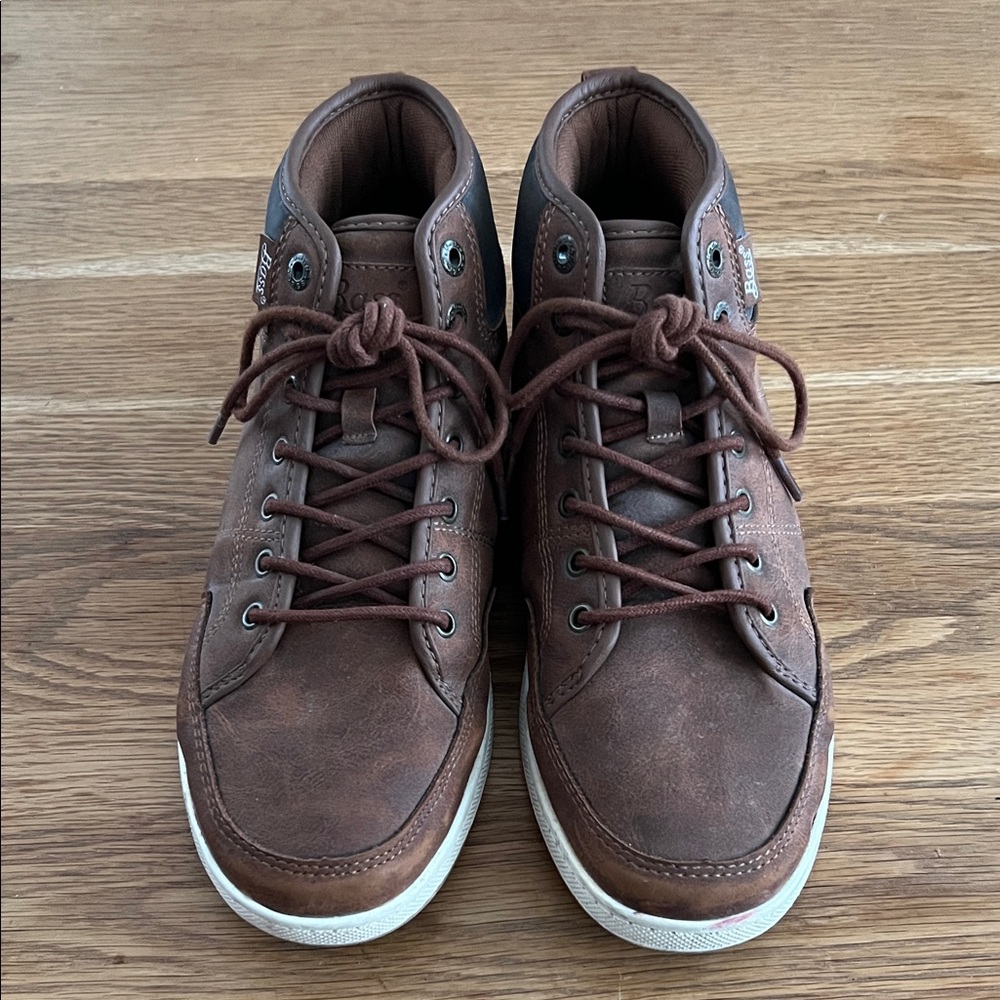 Bass Men's Brown Leather High-Top Sneakers